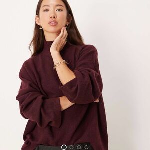ASOS Design Plum long line sweater with funnel neck